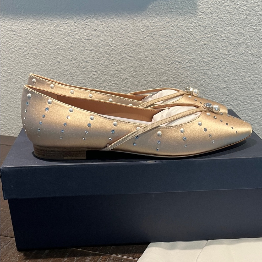 Malone Souliers Gold Flats with Silver Accents - Picture 3 of 6